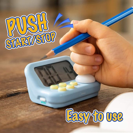 dretec pomodoro Timer, Productivity Timer, for Studying, for exam, Large Display, Large Button, Blue