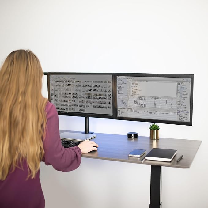 VIVO Triple Monitor Adjustable Desk Mount, Articulating Tri Stand, Holds 3 Screens up to 24 inches, Black, STAND-V003Y