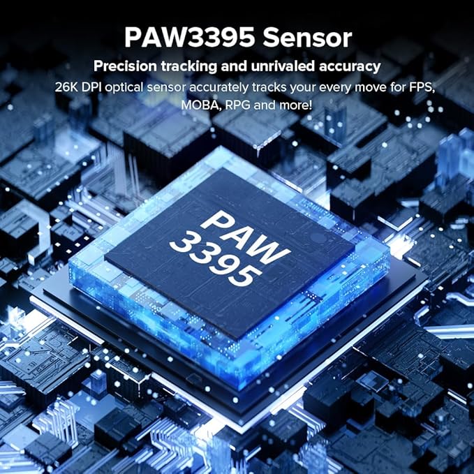 DeLUX M900PRO Wireless Gaming Mouse, 8000Hz Polling Rate, RGB Charging Dock, 63g Ergonomic Design, PAW3395 Sensor with 26000DPI, Programmable Buttons (Blue)