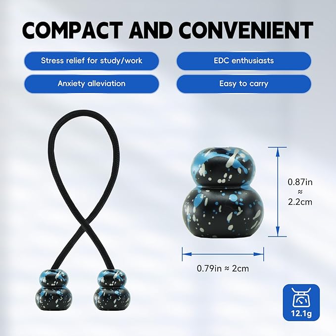 Fidget Beads, Metal Fidget Toy EDC Anxiety Relief Toy for Men Women Teens Skill Players Stress Relief Toys(B-Blue White Black)