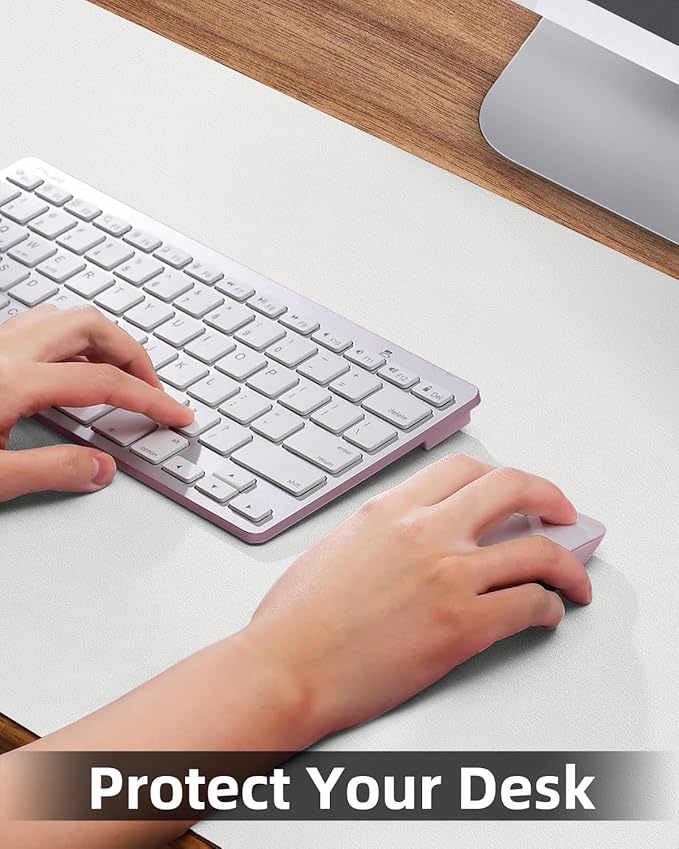 Leather Desk Protector, Office Laptop Mat - Non-Slip PU, Waterproof Writing Pad (31.5"x15.7", Ivory White)