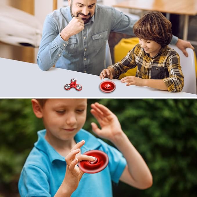 Fidget Spinners Toy, 3-8 Min Spins Time Stainless Steel Bearing Metal Fidget Spinner, EDC ADHD Stress Anxiety Relieves Fidgets Finger Toys, Novelty Toy for Kids and Adults (Red)