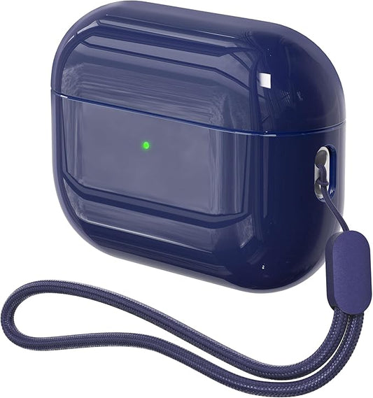 Case for AirPods Pro 3 Never-Sretch-Out DamonLight Shock-Proof Protective Semi Hard Silicone Case Compatible with Apple Airpods Pro 3rd Generation (Midnight Blue)