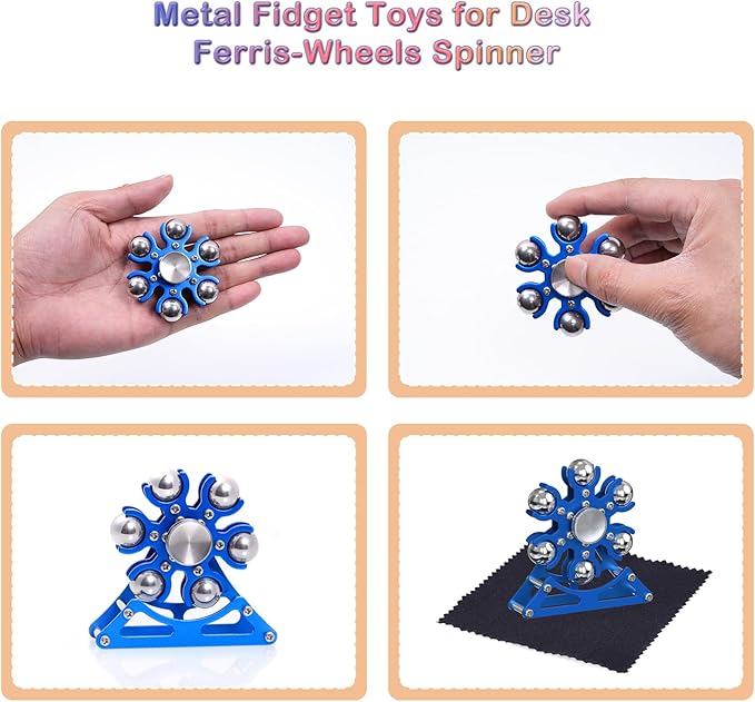 Desk-Fidget-Toys for Ferris-Wheels-Spinner: 4mins Kinetic-Metal-Spinner, Cool-Gadgets-Stuff for Kid Children Teen Adult EDC-Toy, ADHD Tools Stress Relief for Office Home School Men Woman Christmas