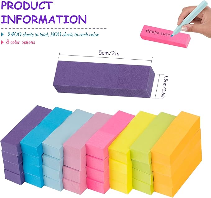 40 Pack Sticky Notes Flags Tabs Page Markers,4000 Sheets Index Tabs,Small Self-Stick Note Pads,8 Bright Colors Page Flags Mini Self-Stick Pads to Post for Office,School,Home,Meeting,Back to School