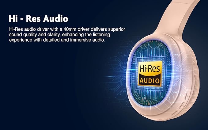 Fisher Active Noise Cancelling Headphones, Over Ear Wireless Bluetooth 5.3 w Microphone, Lightweight Comfortable Headset for Home Travel, 16H Playtime, Rechargeable, Hi-Res Sound Audio, Deep Bass