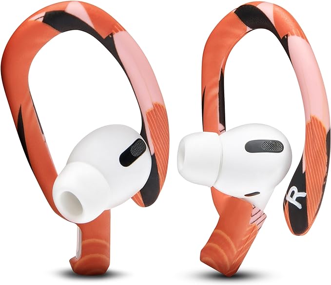 WC HookZ - Patented Upgraded Over Ear Hooks for AirPods Pro 1, 2 & AirPods 1, 2 & 3- Two Size Pairs Included in Package, Unique Left & Right Hook, Made by Wicked Cushions | Orange Prism