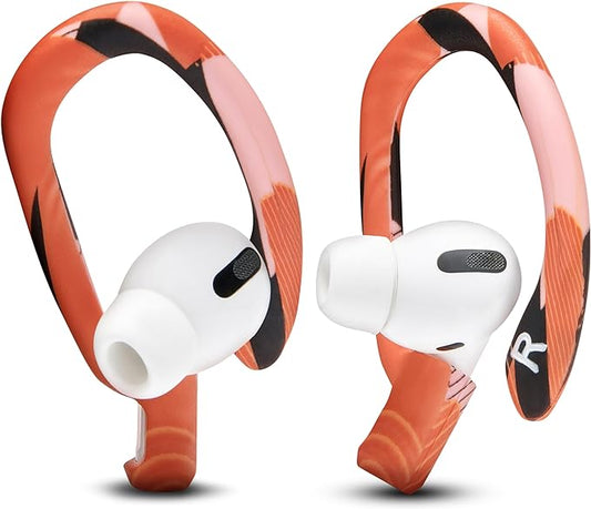 WC HookZ - Patented Upgraded Over Ear Hooks for AirPods Pro 1, 2 & AirPods 1, 2 & 3- Two Size Pairs Included in Package, Unique Left & Right Hook, Made by Wicked Cushions | Orange Prism