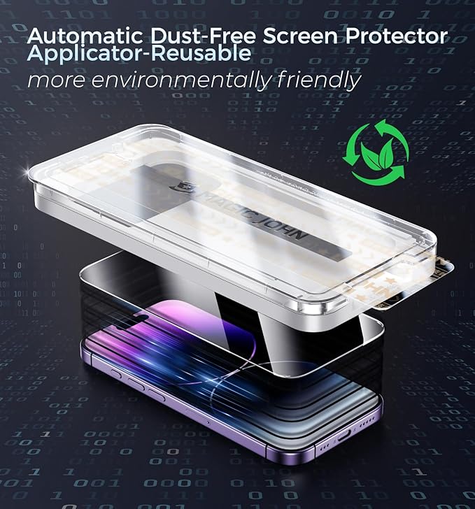 MAGIC JOHN 2 Pack for iPhone 14 Pro Max Screen Protector, with Shatterproof Tempered Film, Auto Dust-Elimination, Bubble Free & HD Clear, Easy Installation for iPhone 14 Pro Max/6.7 Inch