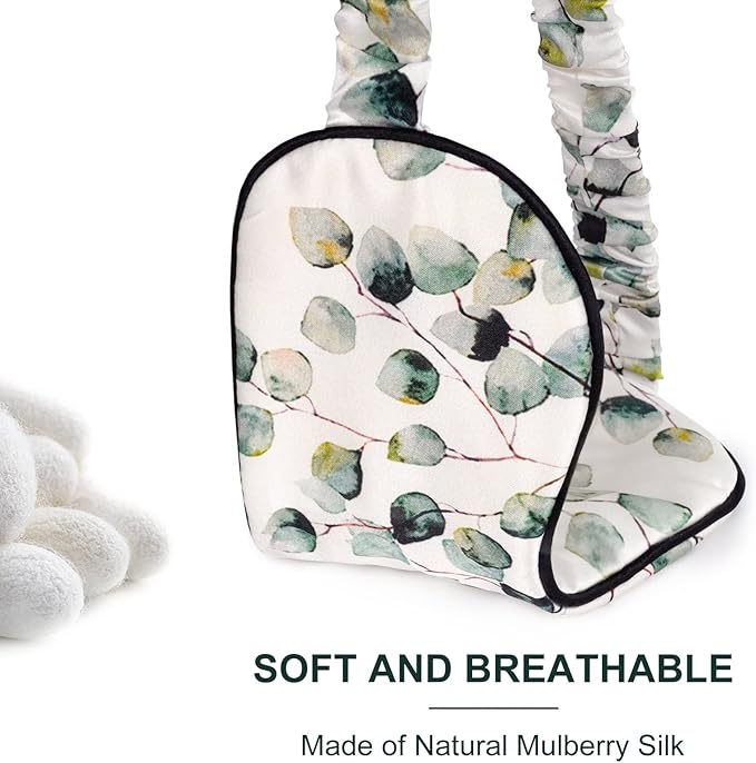 OLESILK 100% Natural Mulberry Silk Sleep Eye Mask Block Out Light, Fashion Printed Eye Mask Blindfold for Women Men Full Night Sleeping, Chic Eye Cover Eyeshade, Pattern 2