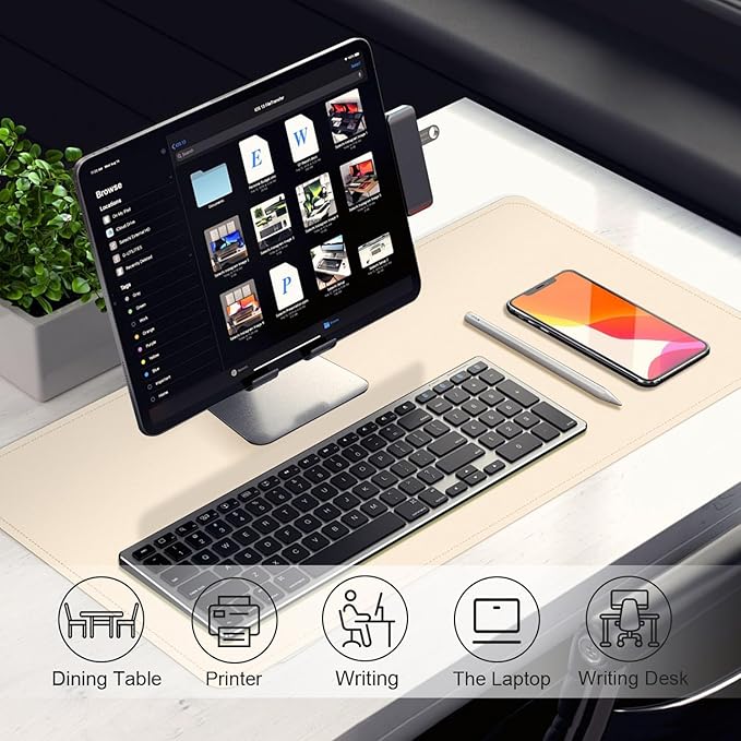 Large Desk Pad 47.2" x 17", Leather Desk Mat Protector, Non-Slip PU Leather Desk Blotter Pad, Large Mouse Keyboard Mat, Waterproof Desk Cover Pad for Office & Home(Beige)