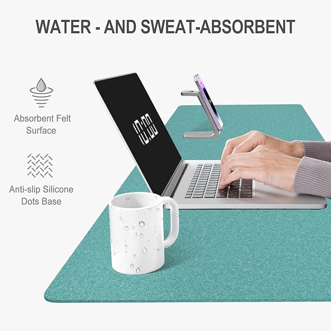 Auhoahsil Felt Desk Mat, Minimalist Large Mouse Pad XL 31.5 x 11.8 in, Desk Matt for Desktop, Keyboard, Laptop, Computer, Office, Work from Home, Gaming, Dark Green