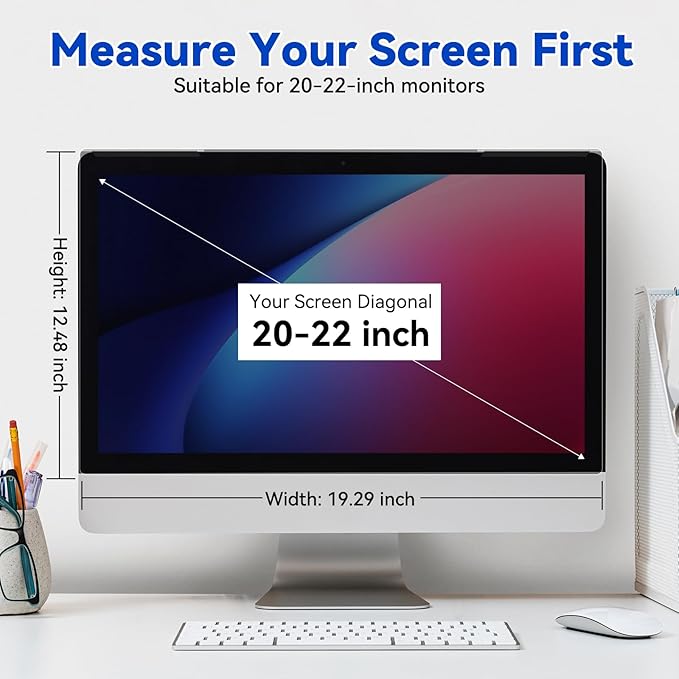 MOSISO 20-22 inch Computer Privacy Screen Protector for 16:9 Monitor, Eye Protection Frame Hanging Type Removable Anti-Scratch Acrylic Privacy Filter for Diagonal 20, 21.5, 22 inch PC Monitor
