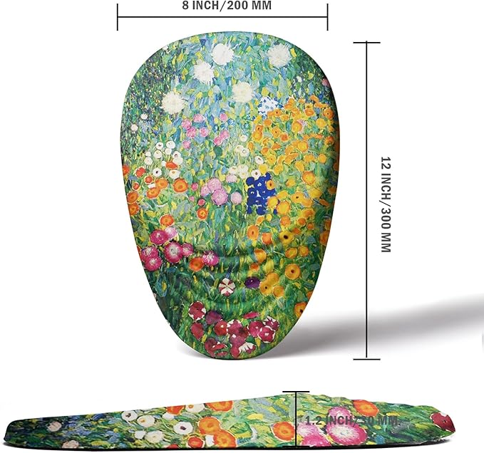 Mouse Pad, Cute Floral Mouse Pad with Wrist Rest Support and Non-Slip PU Base, Ergonomic Mousepad for Pain Relief, Office & Home, Computer, Oil Painting Flowers