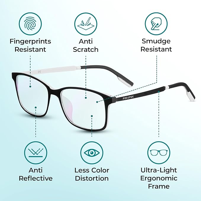 Prospek Blue Light Glasses for Woman and Men – Superior 99% Blue Light Blocking Computer Glasses, ARCTIC Anti-Glare Bluelight Reading Glasses, Regular, No Magnification