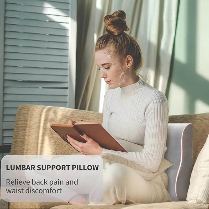Lumbar Support Pillow for Recliner Chair/Accent Chair/Couch,Comfy Back Support Pillow with Gel Memory Foam,Recliner Cushions for Back Rest,Pain Relief,Reading,Washable Cover