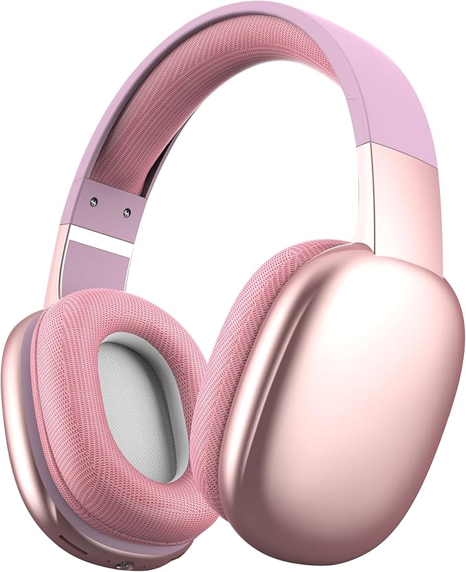 Gabba Goods Wireless Over Ear Bluetooth Headphones with Microphone - Wireless Headset -Noise Reduction - Bluetooth, Wired,Built in Micro SD for Travel, Home, Work TV,PC,Gaming,Cellphone (Pink)