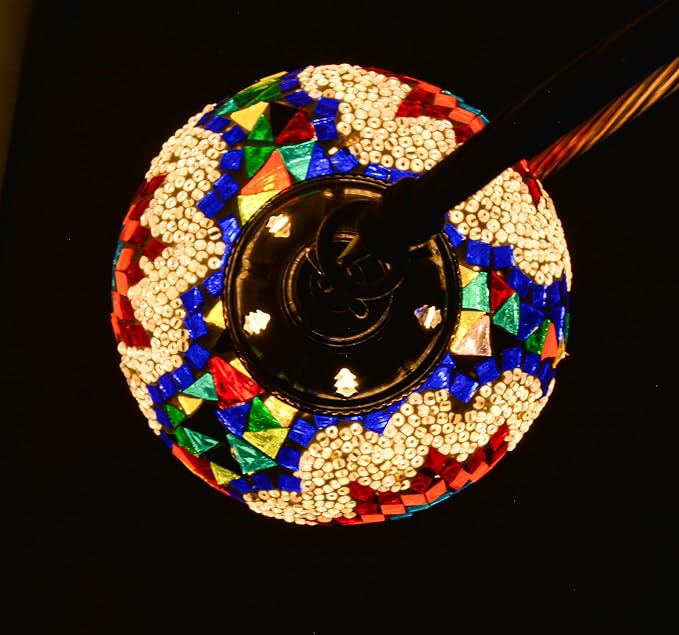 mozaist Turkish Moroccan Gooseneck Table Lamp, Mosaic Stained Glass Bedside Decor, Multicolor Swan Neck Rustic Handmade Home Decorative Light with E12 Socket & US Plug (Mix Star)