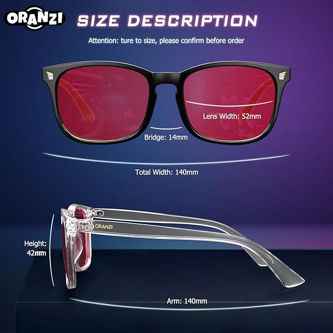 2 pack 99% Blue Light Blocking Glasses, Red Lens Computer Gaming Glasses for Men Women Anti Fatigue & Eye Strain