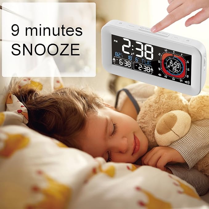 Digital Dual Alarm Clock for Bedroom,Visual Timer Clock for Kids,Dual Display Countdown Stopwatch Timer Dual Alarm Clock, Time Management Station for Homeschooling Teaching Home Kitchen Office (White)