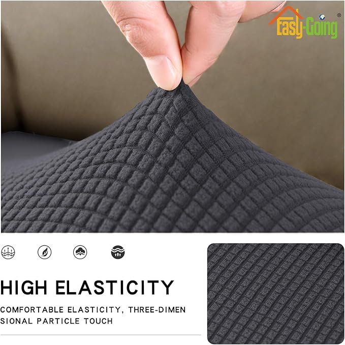 Easy-Going Stretch Loveseat Cushion Cover Sofa Cushion Furniture Protector Sofa Seat Sofa Slipcover Sofa Cover Soft Flexibility with Elastic Bottom(Loveseat Cushion, Dark Gray)