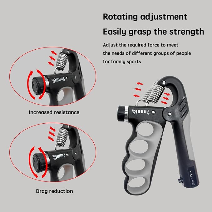 Grip Strength Trainer, Hand Grip Strengthener, Forearm Strengthener, Adjustable Resistance 11 Lbs - 220 Lbs, Ergonomic Design