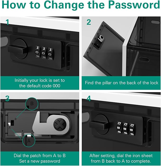 iBune 2 Pack Large Medication Lock Box, Lockable Medicine Storage Box for Medicine Safe/Phone/Refrigerator/Personal Items/Home/Office/Dorm, Black