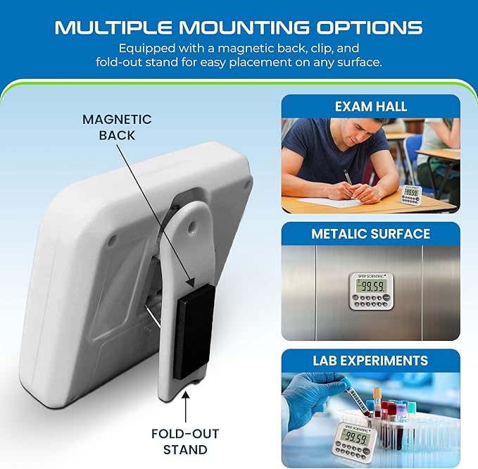 Sper Scientific Digital Count Up/Down Timer with Audible & Visual Alarm 810003 – Timer with Large Display, Loud Alarm & Up to 99 Minute Countdown - for Labs, Cooking, Workouts, Classroom & more - 4 pc