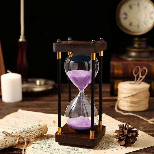Hourglass Timer 60 Minutes Sand Timer for Gift 1 Hour Glass Sand Clock for Home/Desk/Office Decor and Classroom Timer (Purple, 60 Minutes)