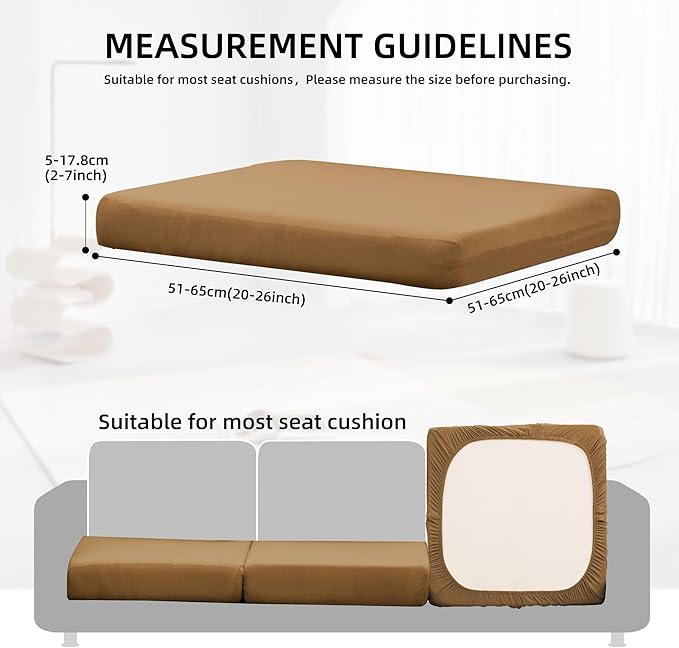 12Pcs Outdoor Cushions Covers Waterproof, Patio Cushion Covers, Stretch Cushion Covers Replacement,Cushion Slipcovers, Furniture Cushion Covers (Camel Color 1, 12PCS)