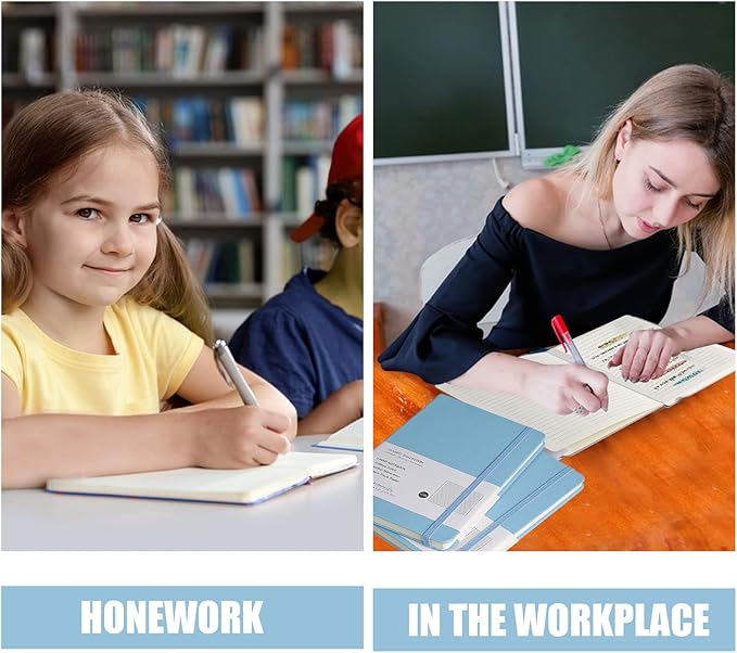 Lined Journal Notebook, 10Pack(Sky Blue), 160 Pages, Medium 5.7 inches x 8 inches - 100 gsm Thick Paper, Hardcover