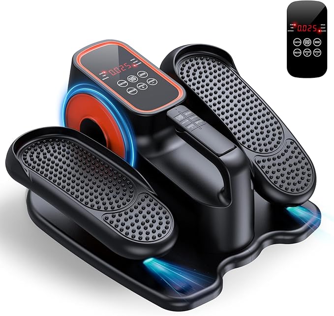 Under Desk Elliptical, Ellipse Leg Exerciser While Sitting for Seniors, Quiet Portable Electric Seated Pedal Exerciser with Remote Control and 12 Adjustable Speeds for Home Office
