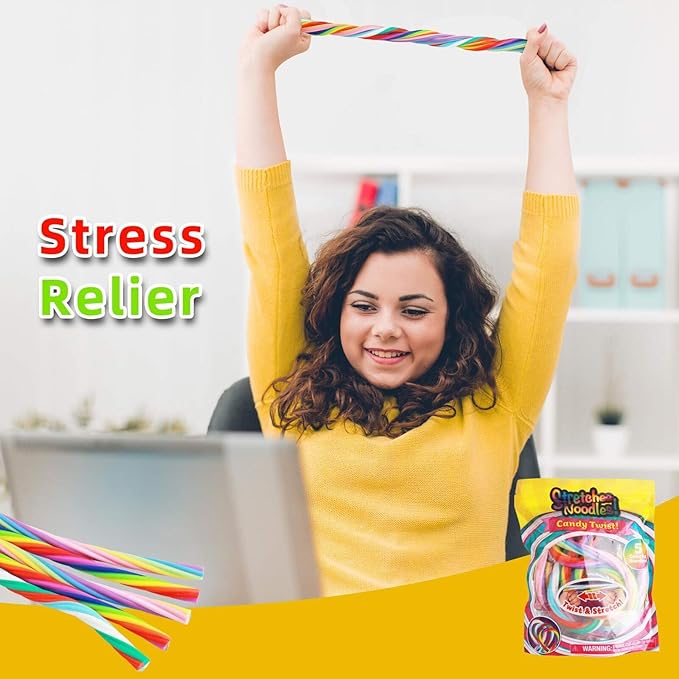 Stretchy String Fidget Toys for Kids – Calming Sensory Noodles for Anxiety, ADHD & Autism – 5-Pack Elastic Sensory Strings for Stress Relief, Focus & Fine Motor Skills