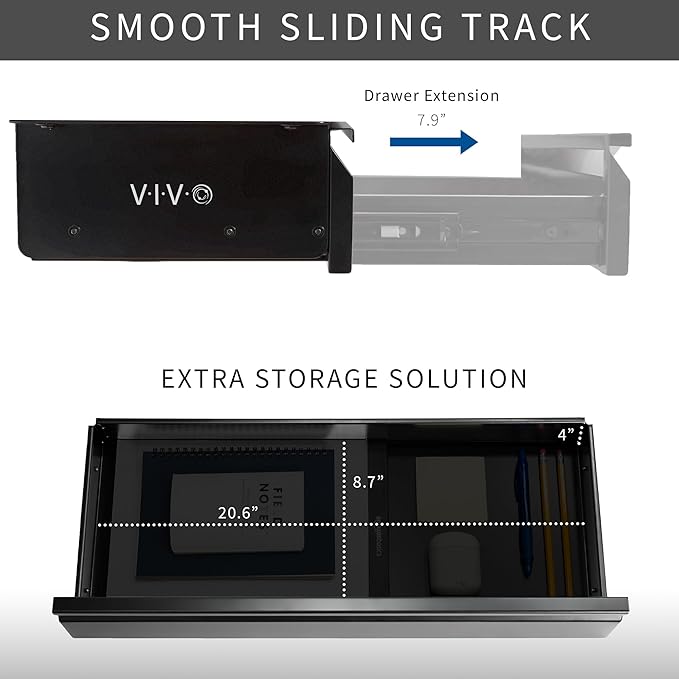 VIVO 22 inch Under Desk Slide Out Drawer Without Shell, Home Office Storage Organizer, Black, DESK-AC03A-22B