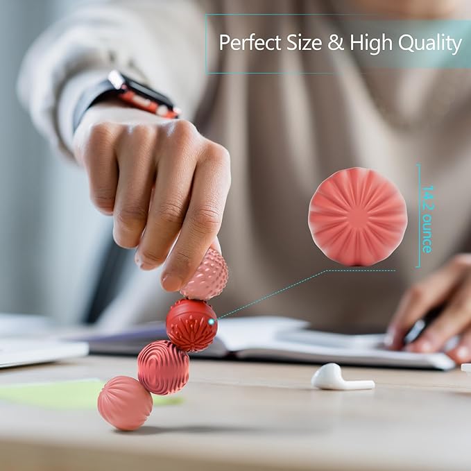 Silicone Magnetic Balls Fidget Toys for Adults & Teens,4PCS Stress Relief Sensory Toys for Autism ADHD Anxiety,Fun Textures Gadgets,Office Desk Toy,Stocking Stuffers for Men Women Teen Gifts