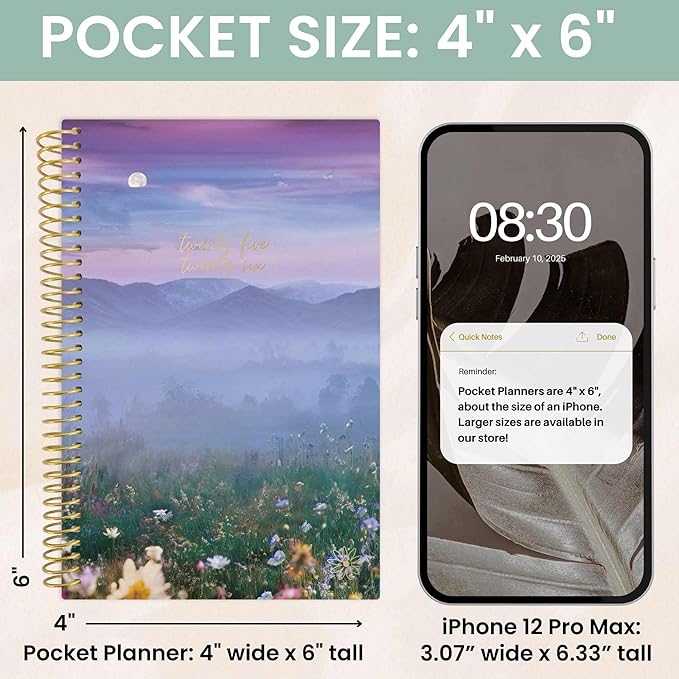 bloom daily planners 2025-2026 Academic Year Pocket Planner (July 2025 - July 2026) - 4” x 6” MINI Weekly Monthly Agenda Organizer & Calendar Book - Mystical Mountains