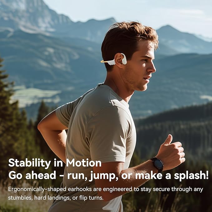 Swimming Headphones IP68 Waterproof, Open Ear Bone Conduction Headphones Bluetooth 5.4 with 32GB MP3 Player, Secure Comfort Underwater Swim Earbuds for Jogging Cycling Fitness-SurfAudio(Orange)