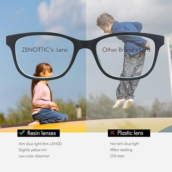 ZENOTTIC Kids Blue Light Blocking Glasses Anti Glare Lens Lightweight Frame Computer Eyeglasses for Boys and Girls