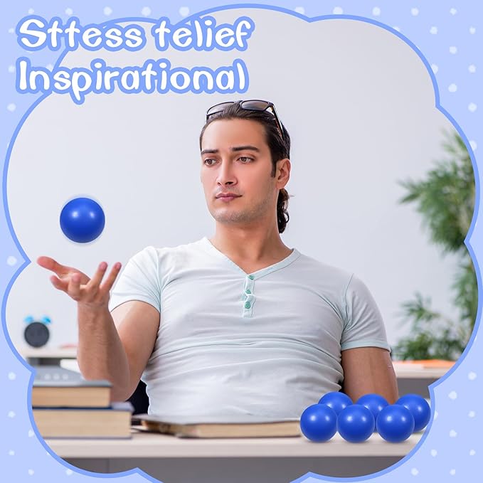 24 Pcs Blue Foam Stress Ball Squeeze Stress Relief Balls for Kids and Adults Hand Exercise Sensory Relief Toys for Anxiety ADHD Autism （Blue）