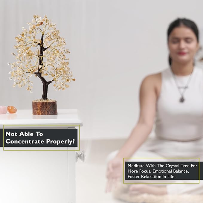 FASHIONZAADI Crystal Tree Gifts for Women, Chakra Healing Citrine Crystals Handmade Tree of Life for Home and Office Desk Decoration, Reiki Healing, Good Luck, Positive Energy, Money, Birthday Gifts