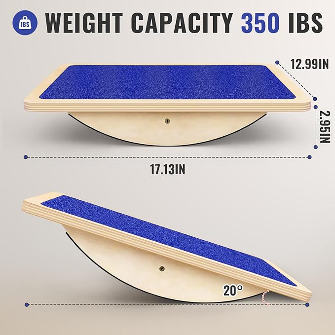 Balance Board Professional Wobble Board for Adults Anti-Slip 350LBS Balance Boards for Physical Therapy Standing Desk Core Strength Wooden Balance Board Rocker Board