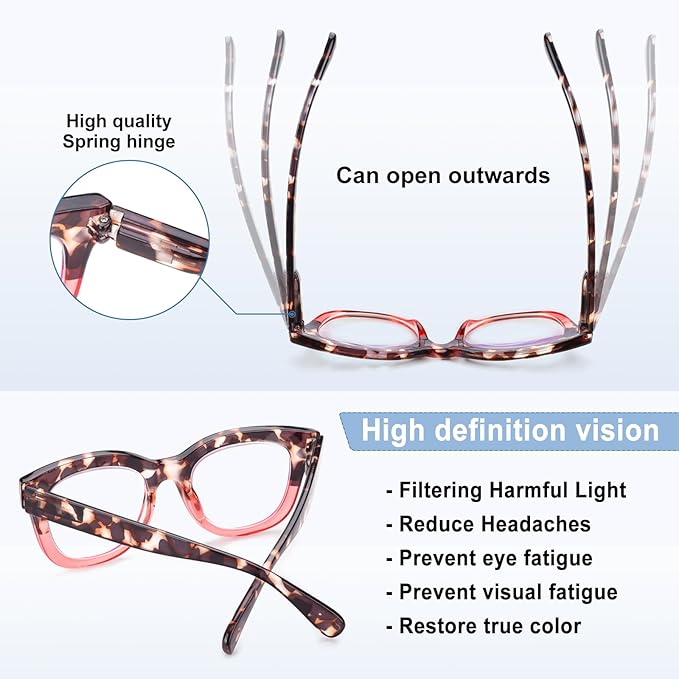 Progressive Multifocus Reading Glasses for Women Men Blue Light Blocking Computer No Line Multifocal Readers