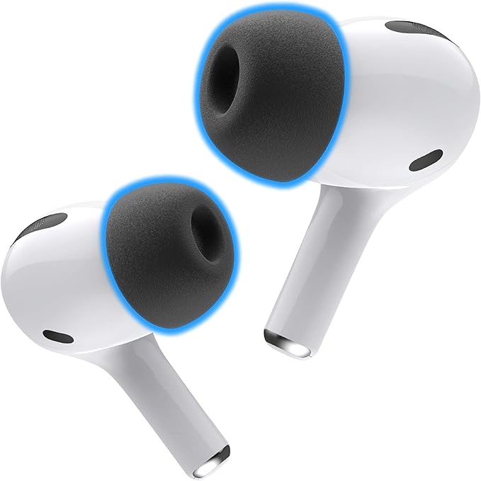 Foam Masters Memory Foam Ear Tips for AirPods Pro 1st & 2nd Gen | Comfortable | Secure | Better Noise Cancellation | Version 3.0 Replacement Buds (Medium - 3 Pairs, Black)