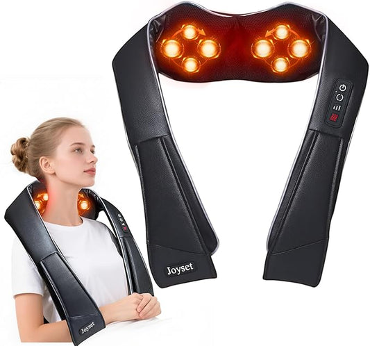 Joyset Neck Massager for Pain Relief Deep Tissue with Heat,Shiatsu Neck and Back Massager 4D Deep Kneading Massage for Shoulder,Gifts for Women Men Mom Dad Friend