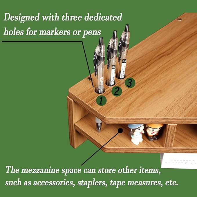 Triangle Monitor Stand Riser, Wooden Triangle Desktop Computer Stand with Office Organization, Walnut Color