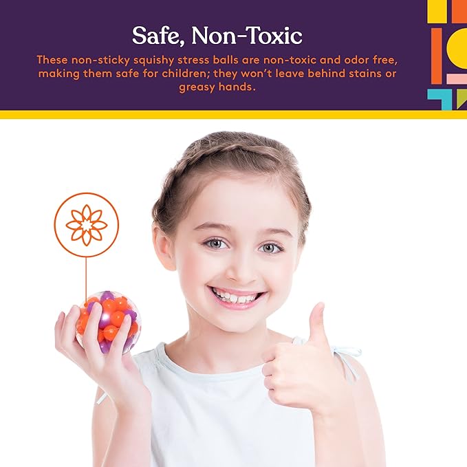 Special Supplies Sensory Squishy Stress Balls, Squeeze, Color Sensory Toy - Relieve Tension, Stress - Home, Travel and Office Use - Fun for Kids and Adults (6 Pack-Style#1)