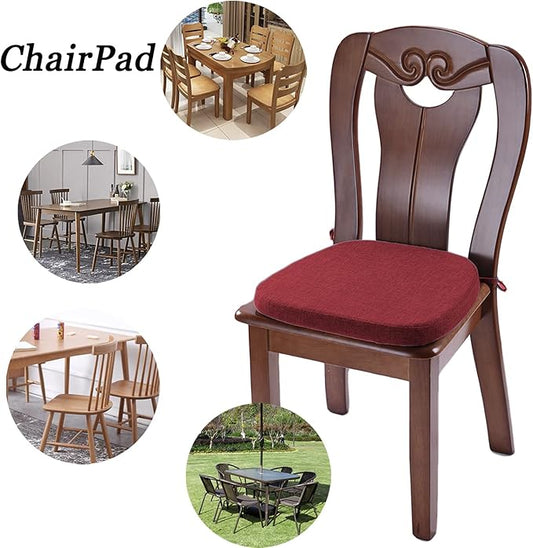 Chair Cushion with Ties for Dining Chairs - Memory Foam Non Slip Kitchen Chair Pad and Dining Seat Cushion with Machine Washable Cover [16.5 x 16.2 Inches] (Red, 1)