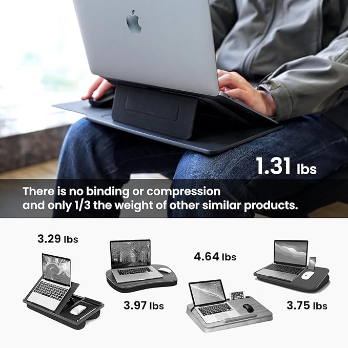 PUNCUBE Portable Lap Desk -Ultra Slim&Compact Laptop Desk in Sleek Design with Retractable Mouse Pad, Adjustable Stand, Expandable Surface, and Heat Protection for Laptops and Tablets (Blonder Brown)