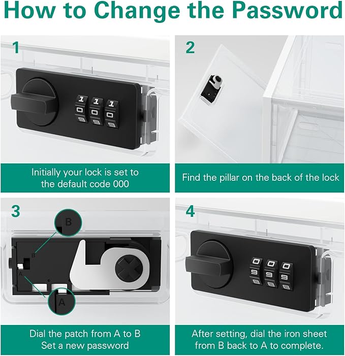 iBune Large Medication Lock Box, Lockable Medicine Storage Box for Medicine Safe/Phone/Refrigerator/Personal Items/Home/Office/Dorm, White
