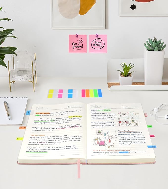 Lined Journal Notebook, 365 Pages B5 Large Journals for Writing Ruled Notebook, Pink Hardcover Leather Journals for Women Men, Daily Notebook for Work, Note Taking, 100Gsm Thick Paper( 7.6'' X 10'' Rose Gold)